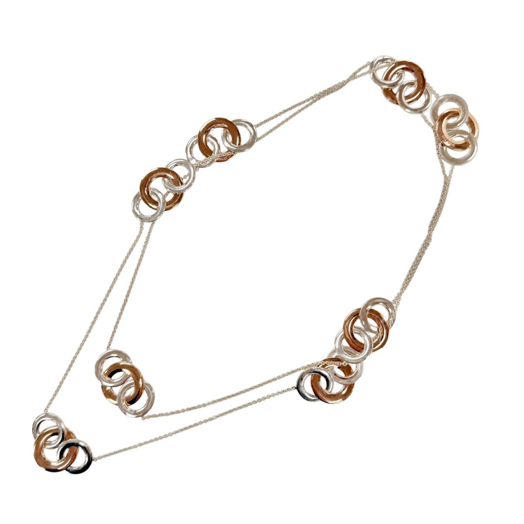 Great TIFFANY&Co. Necklace 1837 Interlocking Multi Circle Long Necklace SV925
