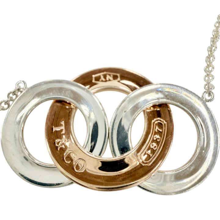 Great TIFFANY&Co. Necklace 1837 Interlocking Multi Circle Long Necklace SV925
