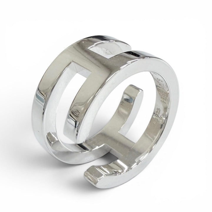 Excellent HERMES Ring ring H Symbol Ring, Finger Ring, Accessory Silver AG925 48