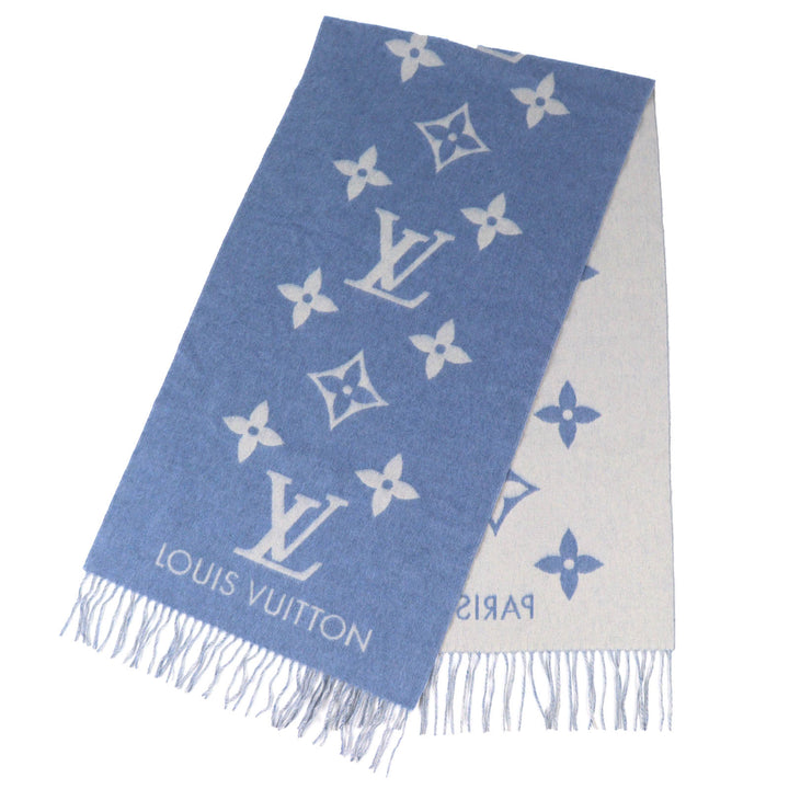Great LOUIS VUITTON Scarf Escalp Reykjavik Monogram fringe shawl cashmere M75704