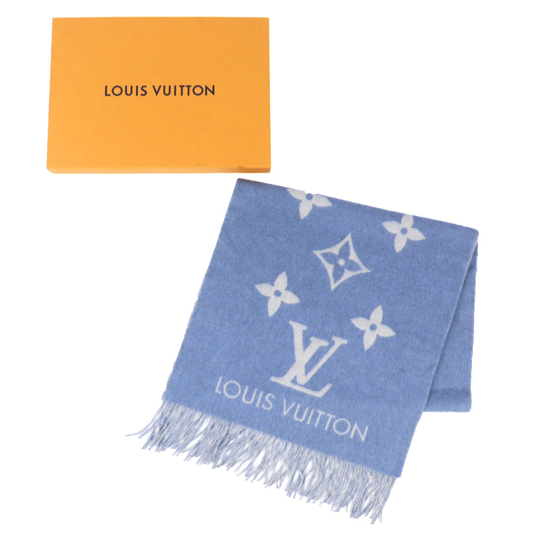 Great LOUIS VUITTON Scarf Escalp Reykjavik Monogram fringe shawl cashmere M75704