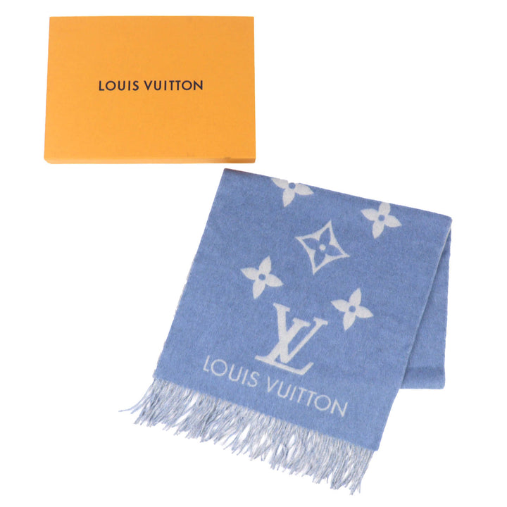 Great LOUIS VUITTON Scarf Escalp Reykjavik Monogram fringe shawl cashmere M75704