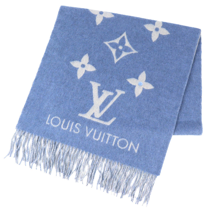 Great LOUIS VUITTON Scarf Escalp Reykjavik Monogram fringe shawl cashmere M75704