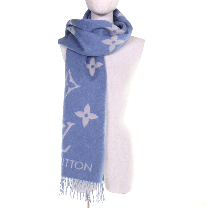 Great LOUIS VUITTON Scarf Escalp Reykjavik Monogram fringe shawl cashmere M75704