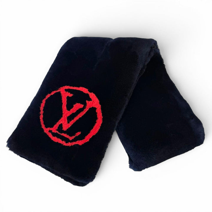 Great LOUIS VUITTON Scarf Echarpe Shirring Darling Navy Beaver Women M73024