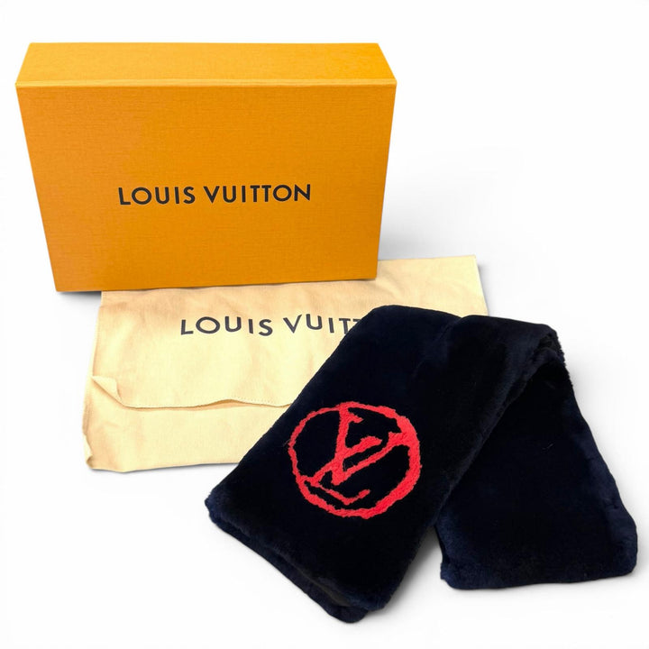 Great LOUIS VUITTON Scarf Echarpe Shirring Darling Navy Beaver Women M73024
