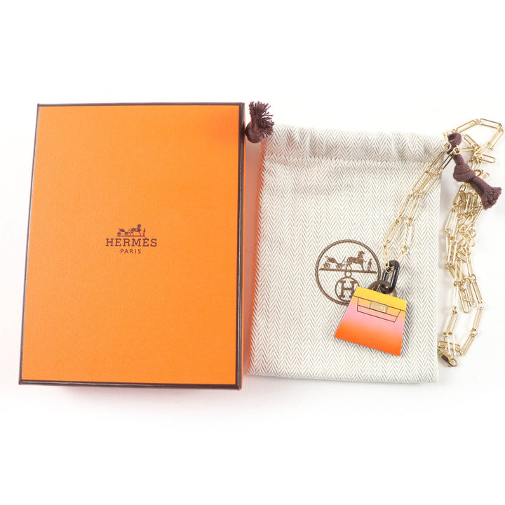Excellent HERMES Necklace Marokinje GM Fusion Kelly gold Buffalo horn Women