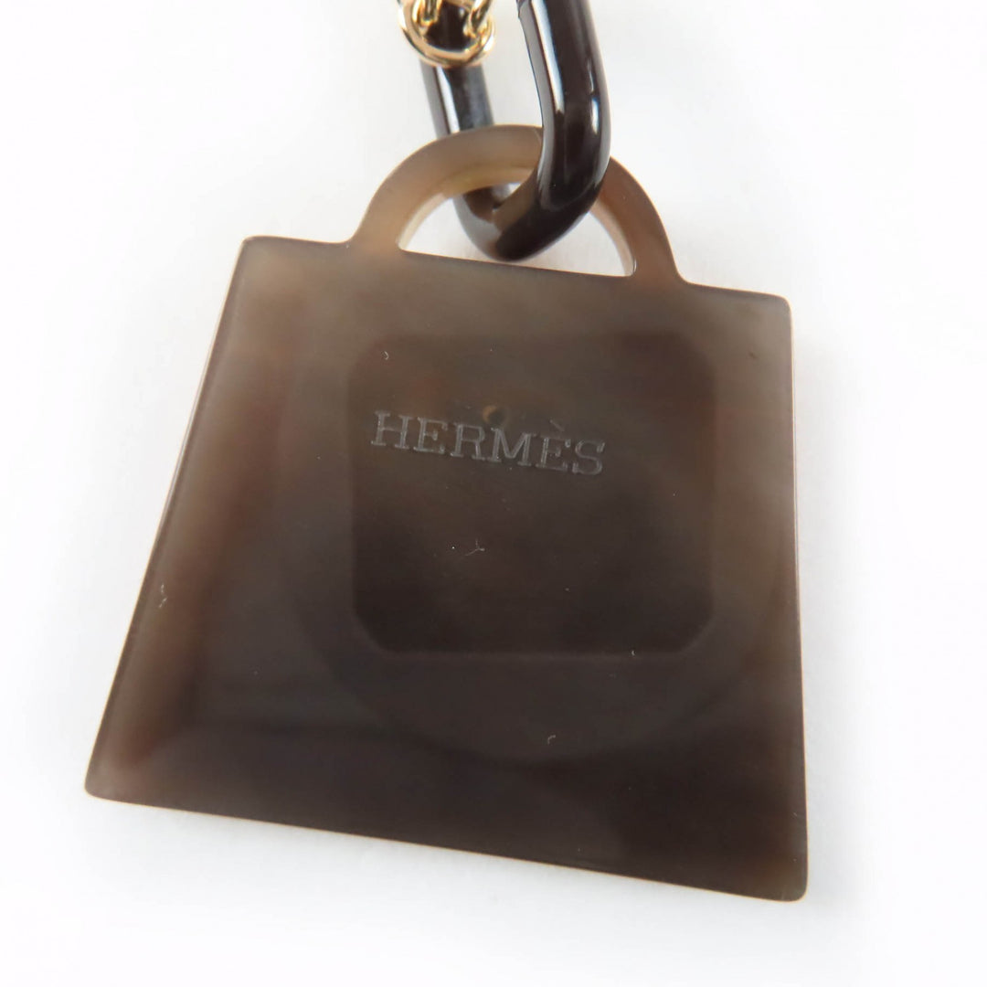 Excellent HERMES Necklace Marokinje GM Fusion Kelly gold Buffalo horn Women