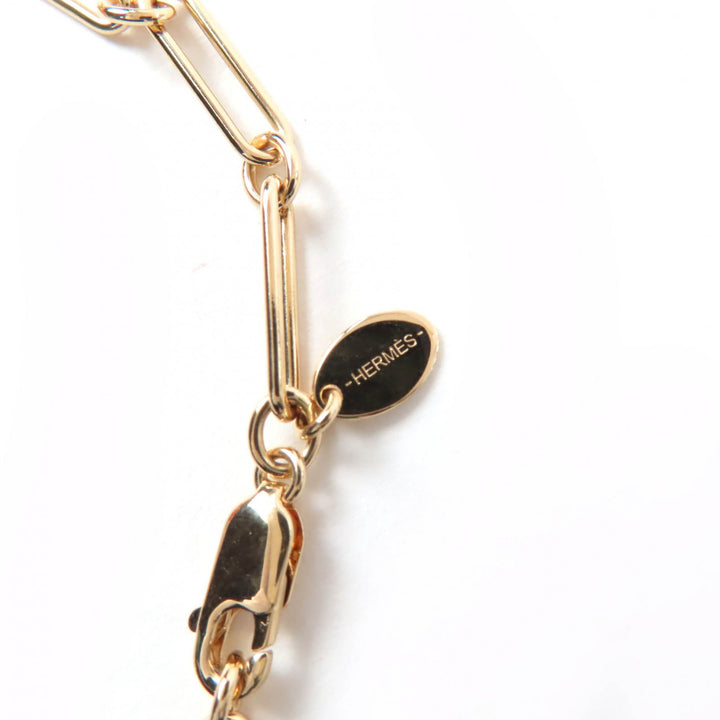 Excellent HERMES Necklace Marokinje GM Fusion Kelly gold Buffalo horn Women