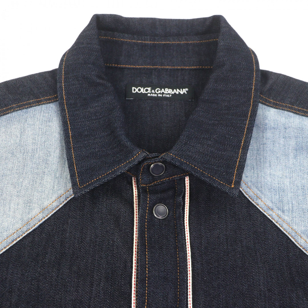 Excellent DOLCE&GABBANA Long sleeve shirt Black tag denim shirt Indigo 42 G5GB1D