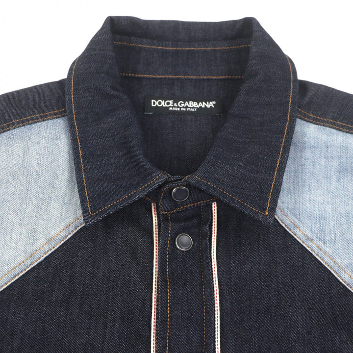 Excellent DOLCE&GABBANA Long sleeve shirt Black tag denim shirt Indigo 42 G5GB1D