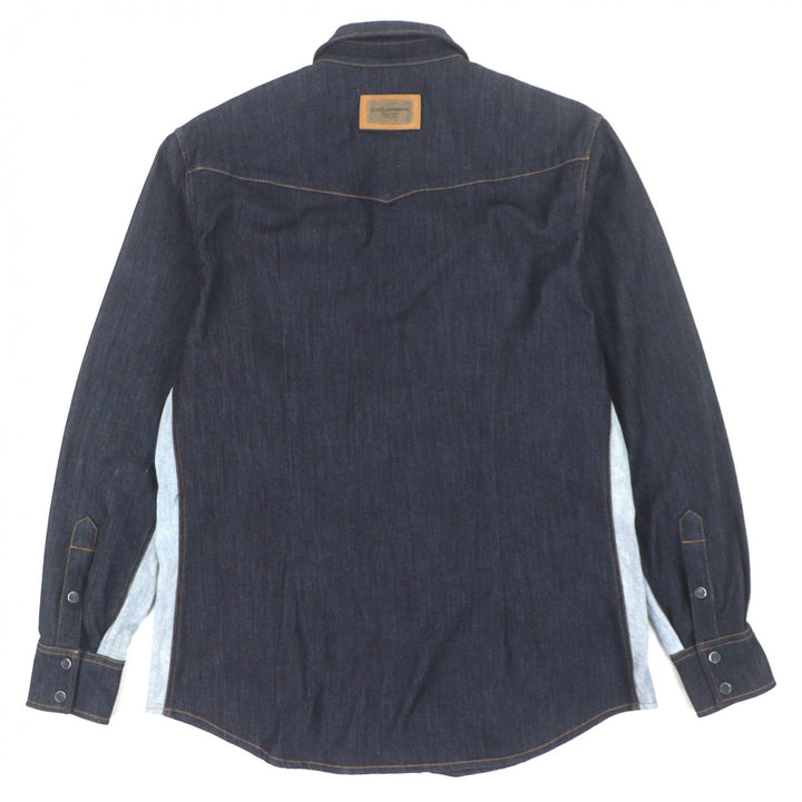 Excellent DOLCE&GABBANA Long sleeve shirt Black tag denim shirt Indigo 42 G5GB1D