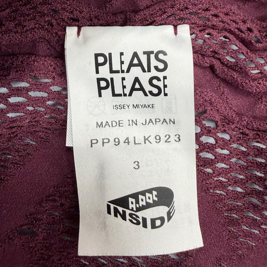 Excellent PLEATS PLEASE knit Bordeaux Nylon Women 3 PP94LK923