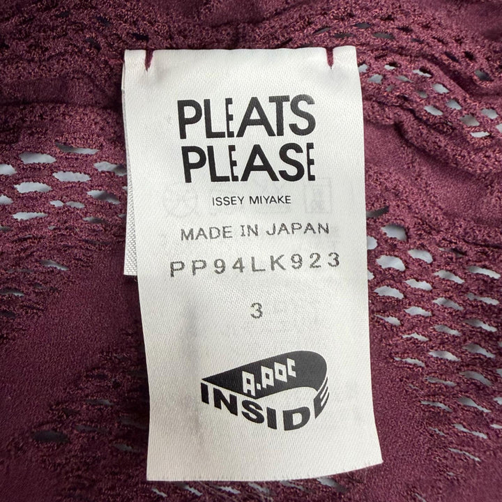 Excellent PLEATS PLEASE knit Bordeaux Nylon Women 3 PP94LK923