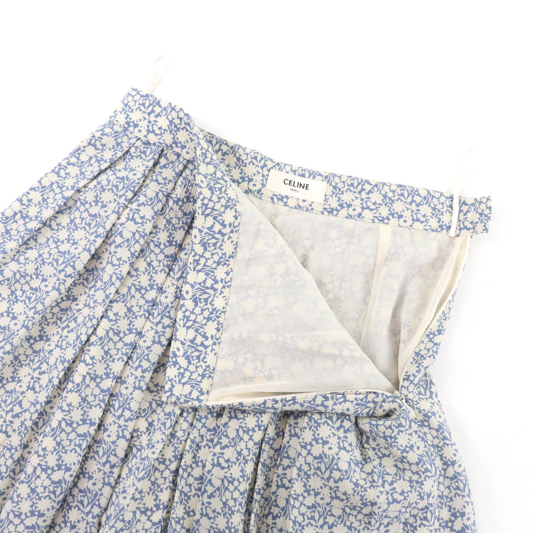 Excellent CELINE flare skirt Hedi Slimane era floral print silk 38 2J264757L