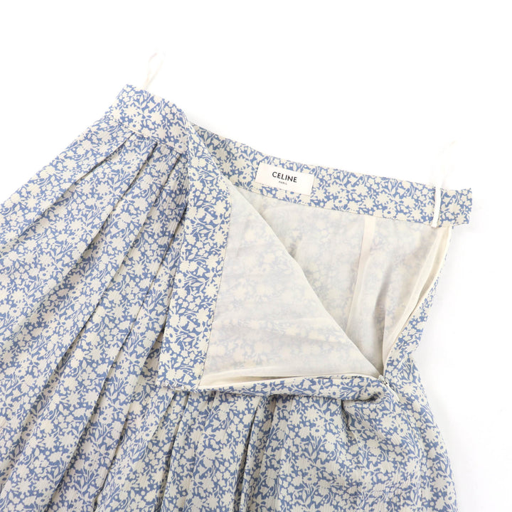 Excellent CELINE flare skirt Hedi Slimane era floral print silk 38 2J264757L
