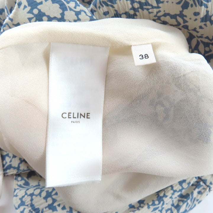 Excellent CELINE flare skirt Hedi Slimane era floral print silk 38 2J264757L