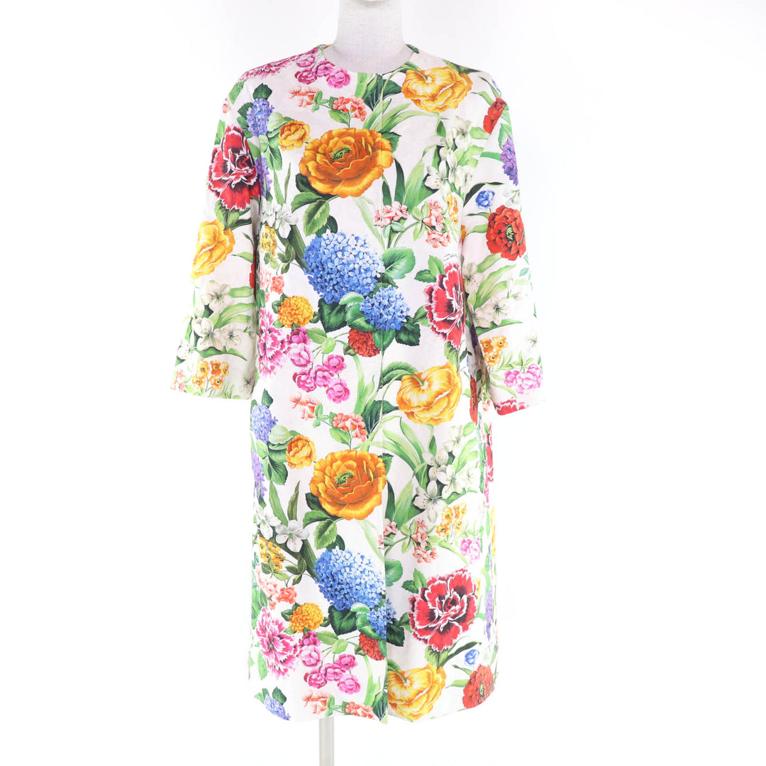 Excellent DOLCE&GABBANA coat Floral print Multi cotton Women 36 F0AG8T/FSFOA