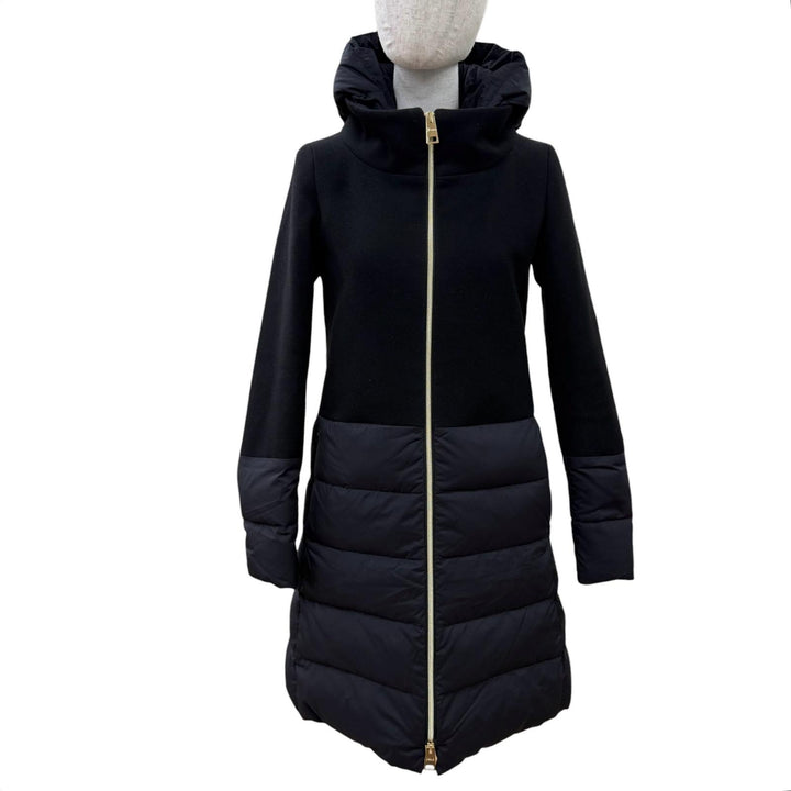 Great Herno down coat DIAGONAL WOOL AND NUAGE PARKA black wool Women 38 PI0848D