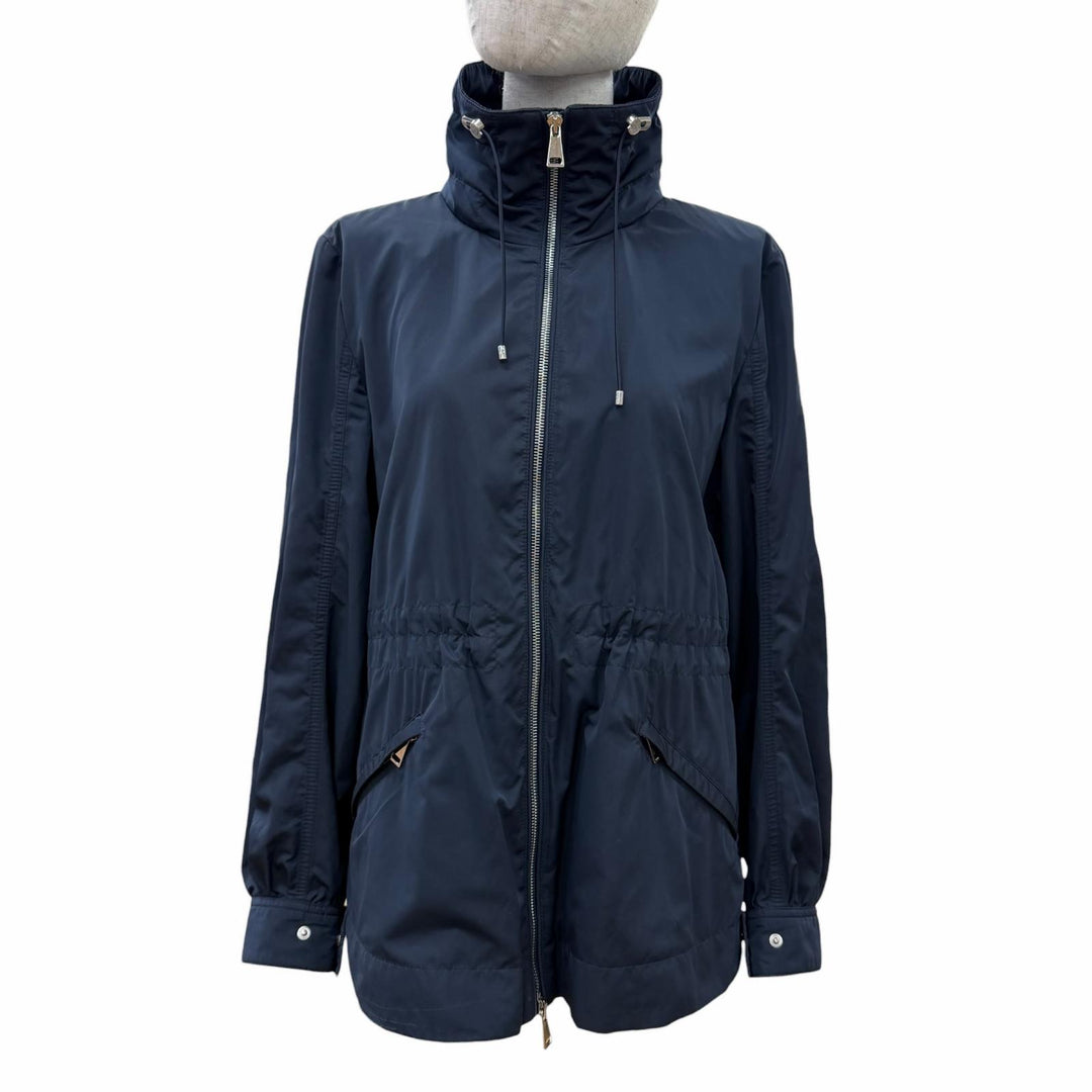 Great MONCLER Jacket ENET Logo patch and hood ZIP UP Navy Women 0 J10931A00087