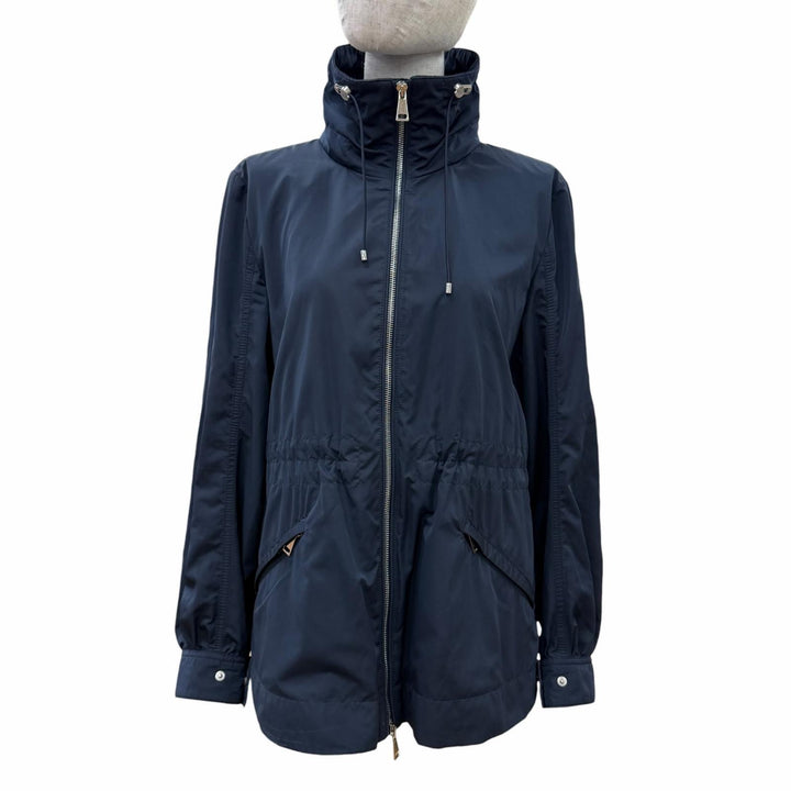 Great MONCLER Jacket ENET Logo patch and hood ZIP UP Navy Women 0 J10931A00087