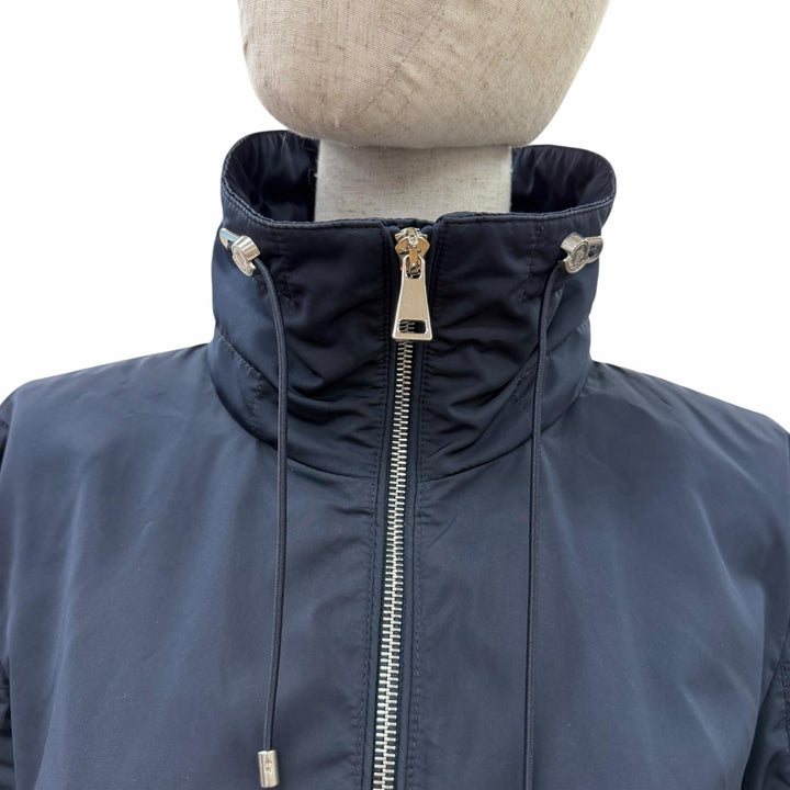 Great MONCLER Jacket ENET Logo patch and hood ZIP UP Navy Women 0 J10931A00087