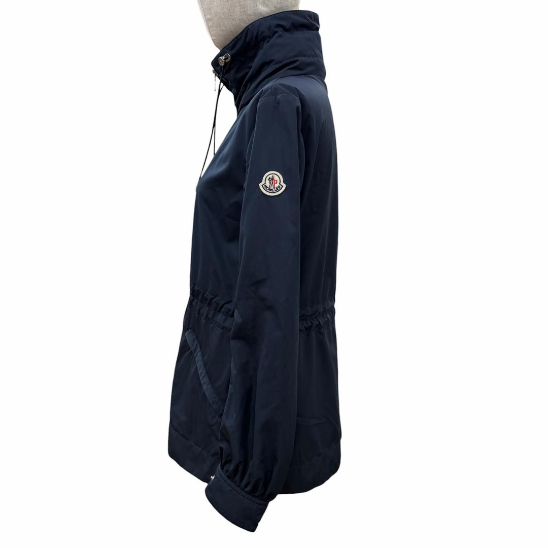 Great MONCLER Jacket ENET Logo patch and hood ZIP UP Navy Women 0 J10931A00087