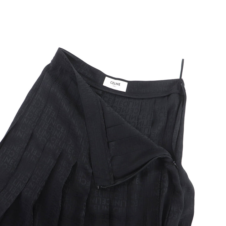Excellent CELINE Pleated skirt black silk Women 34 2J441967Q