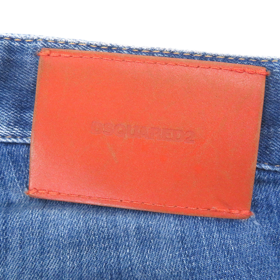 Discounted Very Good DSQUARED2 Denim pants Skater Jean Paint crush finish Indigo blue