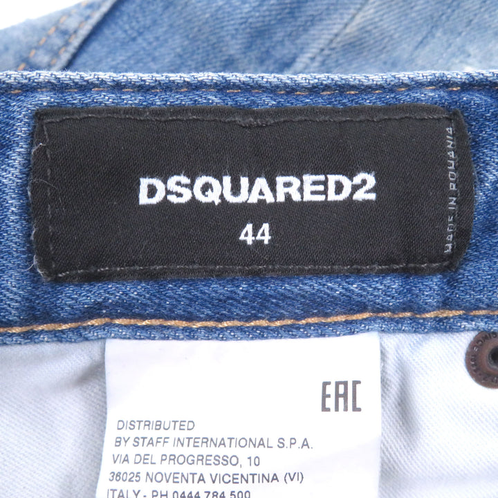 Discounted Very Good DSQUARED2 Denim pants Skater Jean Paint crush finish Indigo blue