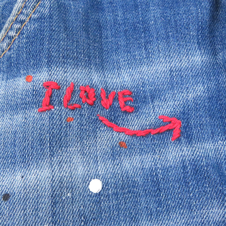 Discounted Very Good DSQUARED2 Denim pants Skater Jean Paint crush finish Indigo blue