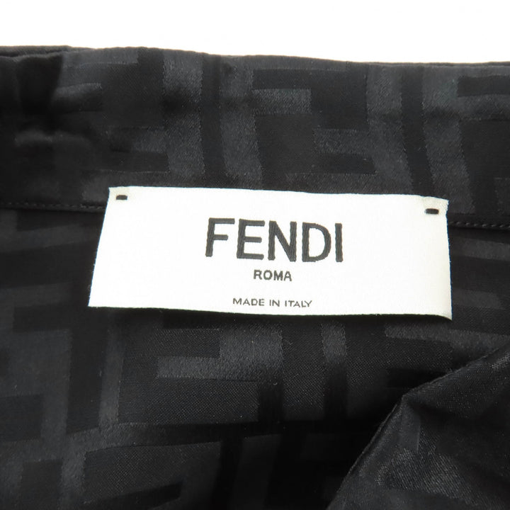 Excellent FENDI Long sleeve shirt Zucca Pattern Cropped black silk 38 FS7994