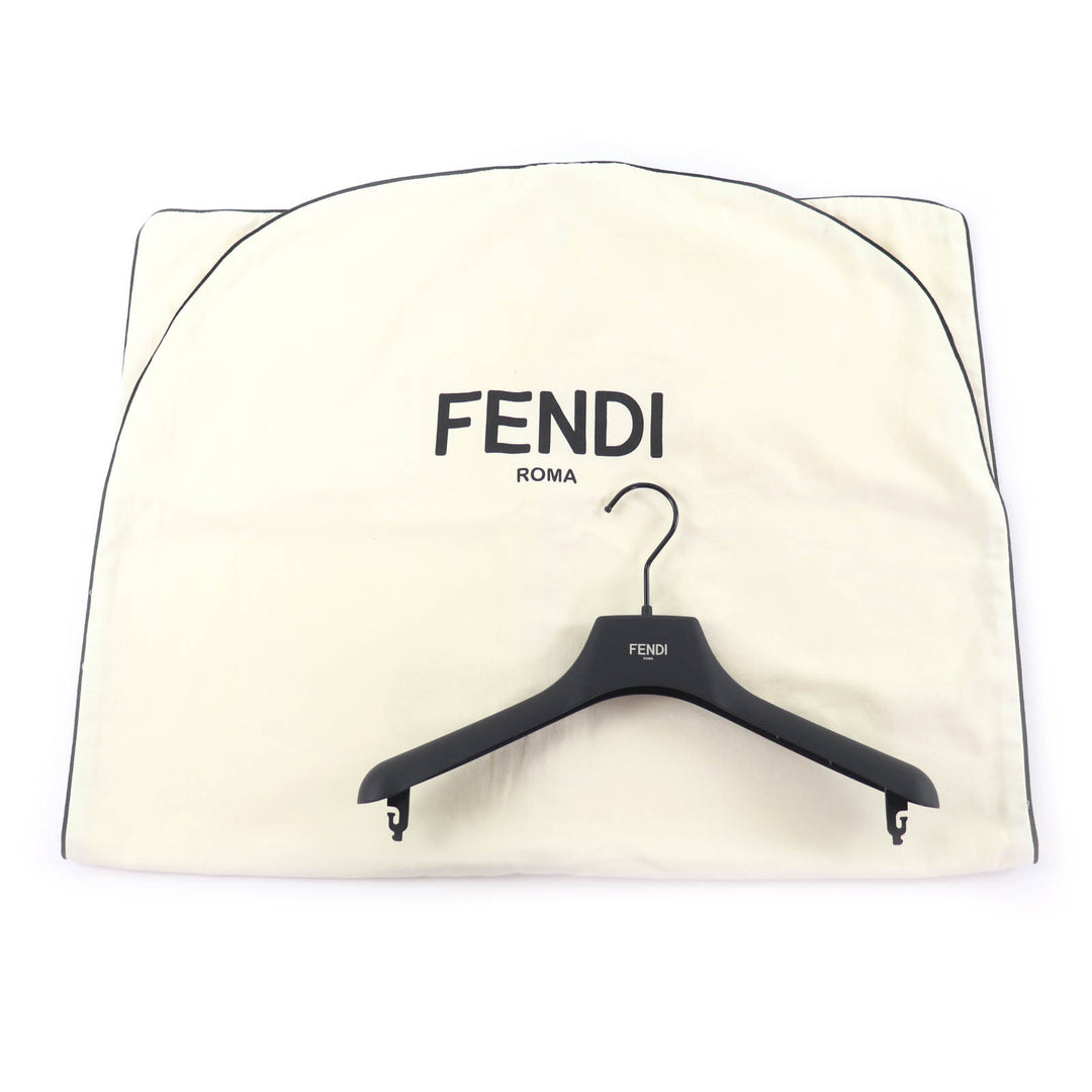 Excellent FENDI Long sleeve shirt Zucca Pattern Cropped black silk 38 FS7994