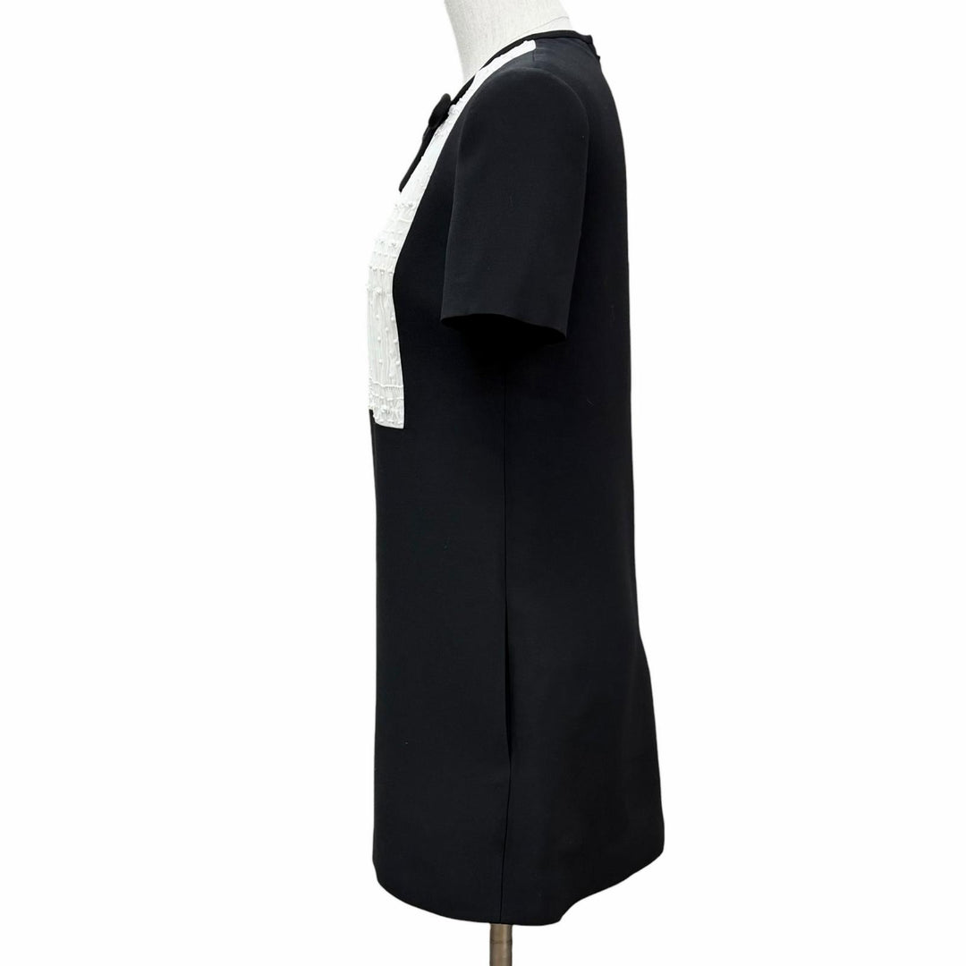 Excellent VALENTINO one piece ribbon black Virgin wool Women 38 3B3VA4C51CF