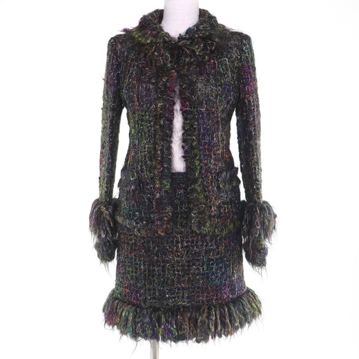 Excellent CHANEL two-piece set COCO Button Jacket and Skirt mohair 36 03A P22325