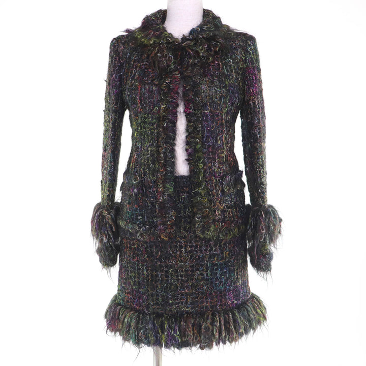 Excellent CHANEL two-piece set COCO Button Jacket and Skirt mohair 36 03A P22325