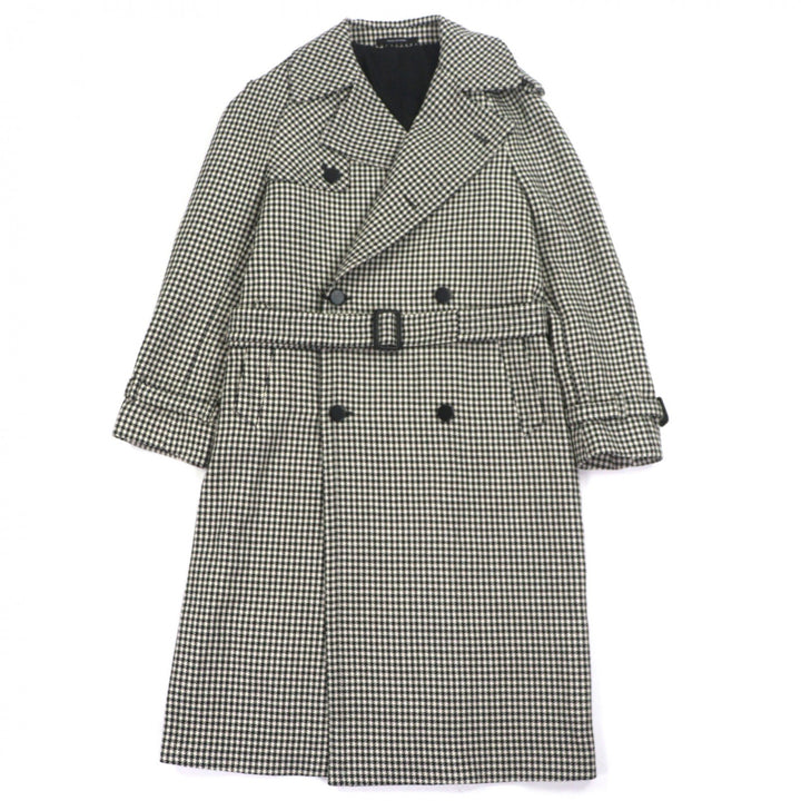 Pristine TAGLIATORE trench coat black wool mens 48