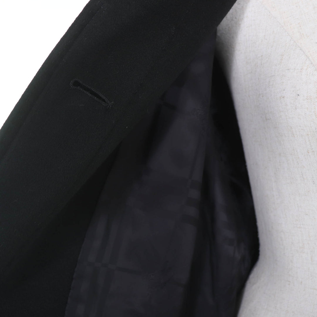 Excellent Burberrys coat Concealed placket, long length black cashmere Women 46