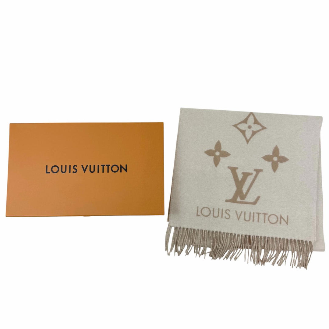 Excellent LOUIS VUITTON Scarf muffler reykjavik Monogram beige cashmere M78123