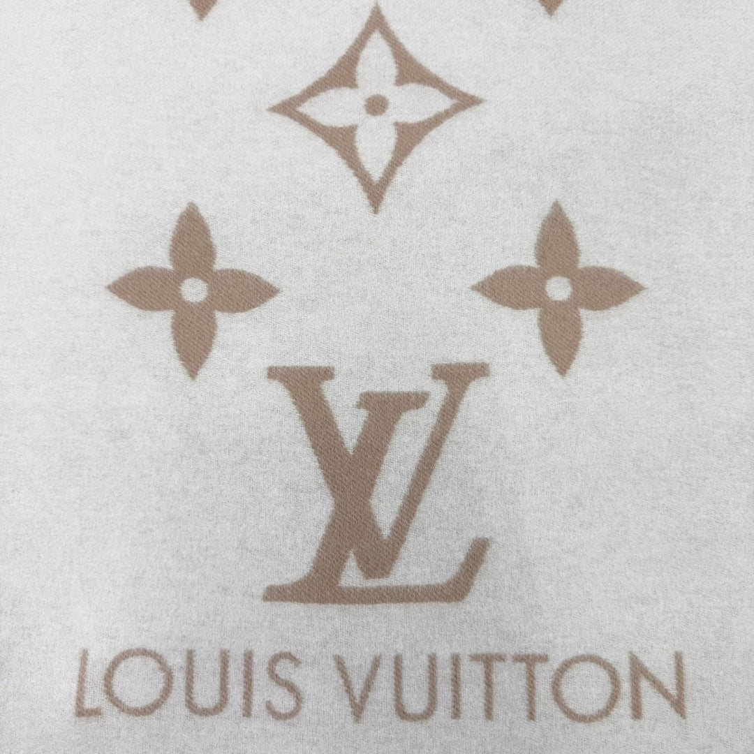 Excellent LOUIS VUITTON Scarf muffler reykjavik Monogram beige cashmere M78123