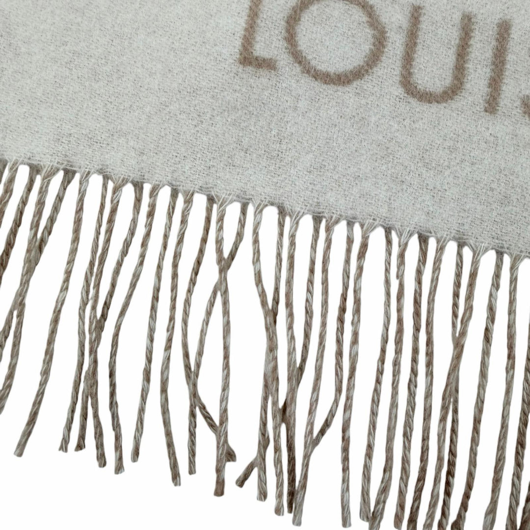 Excellent LOUIS VUITTON Scarf muffler reykjavik Monogram beige cashmere M78123