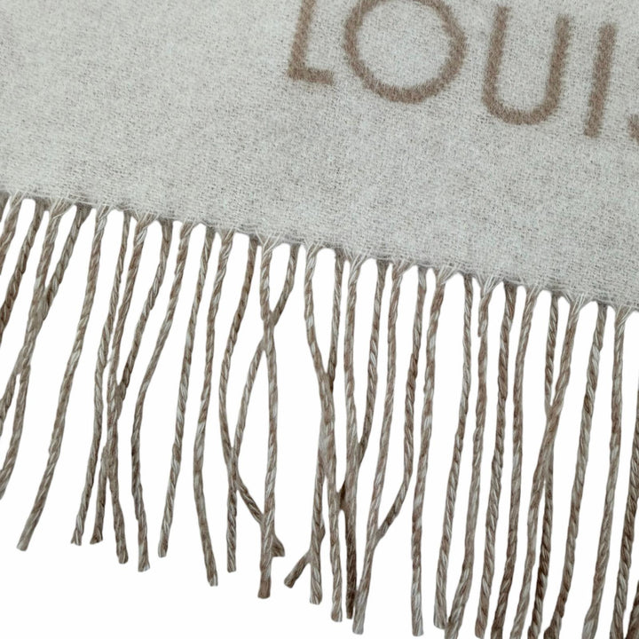 Excellent LOUIS VUITTON Scarf muffler reykjavik Monogram beige cashmere M78123