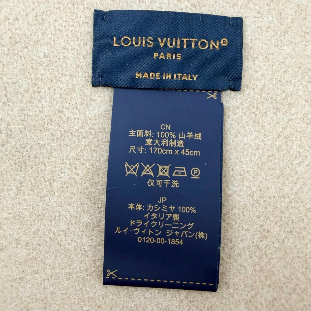 Excellent LOUIS VUITTON Scarf muffler reykjavik Monogram beige cashmere M78123