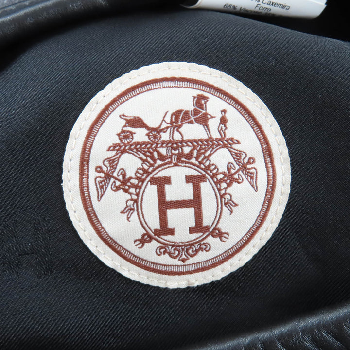 Excellent HERMES beret Saint Honoré Charm Leather gray cashmere Women 58