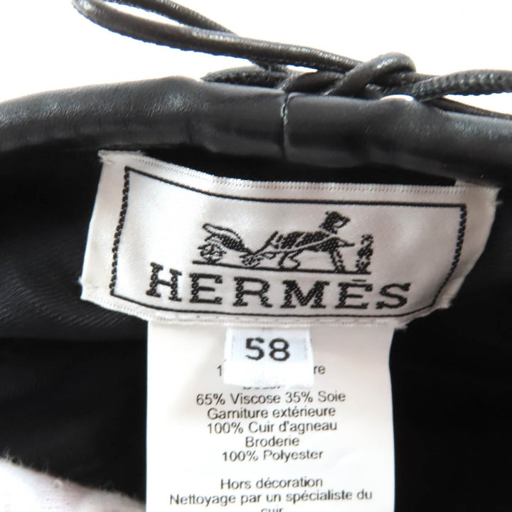 Excellent HERMES beret Saint Honoré Charm Leather gray cashmere Women 58