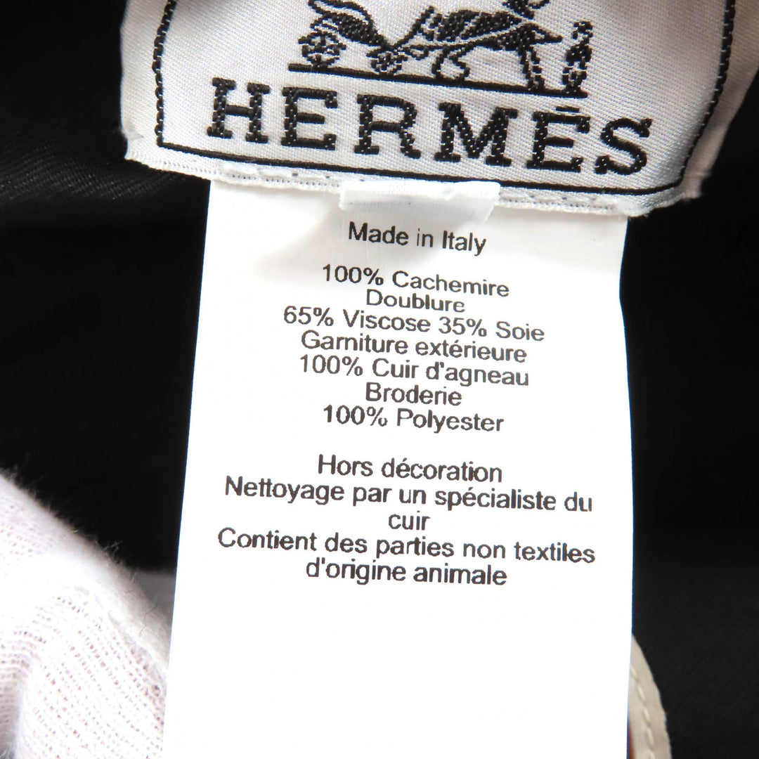 Excellent HERMES beret Saint Honoré Charm Leather gray cashmere Women 58