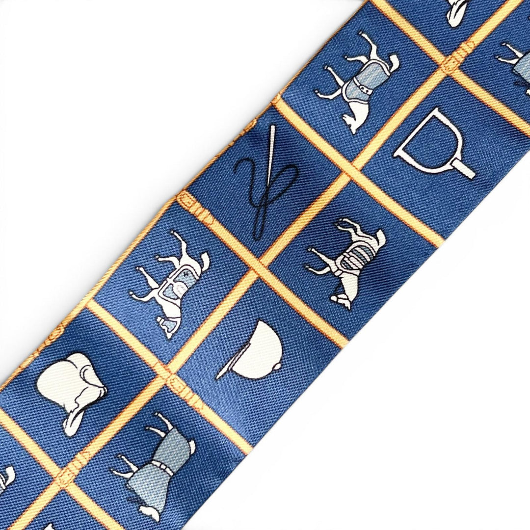 Pristine HERMES scarf Couvertures Nouvelles Twilly Navy silk Women