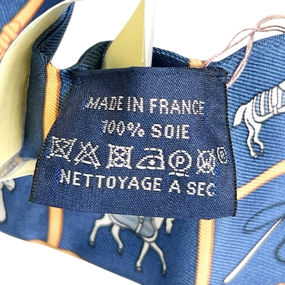 Pristine HERMES scarf Couvertures Nouvelles Twilly Navy silk Women