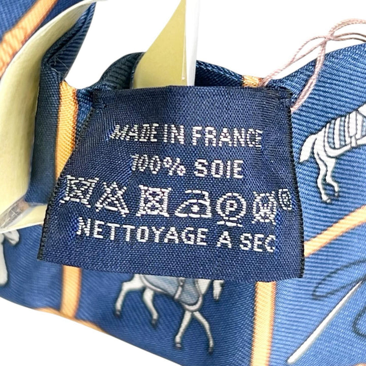 Pristine HERMES scarf Couvertures Nouvelles Twilly Navy silk Women