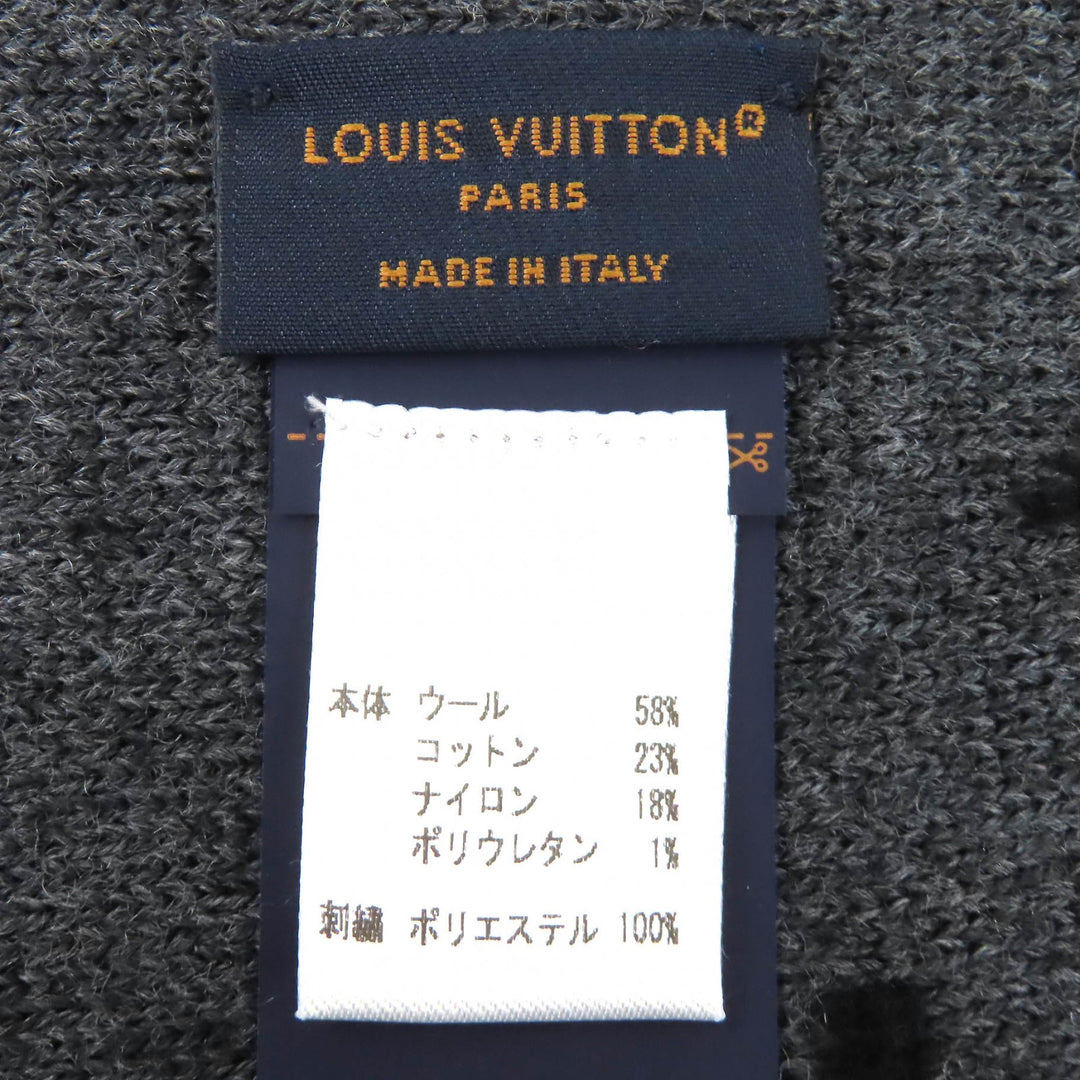 Excellent LOUIS VUITTON Scarf with graphic floral design fringe gray M97784
